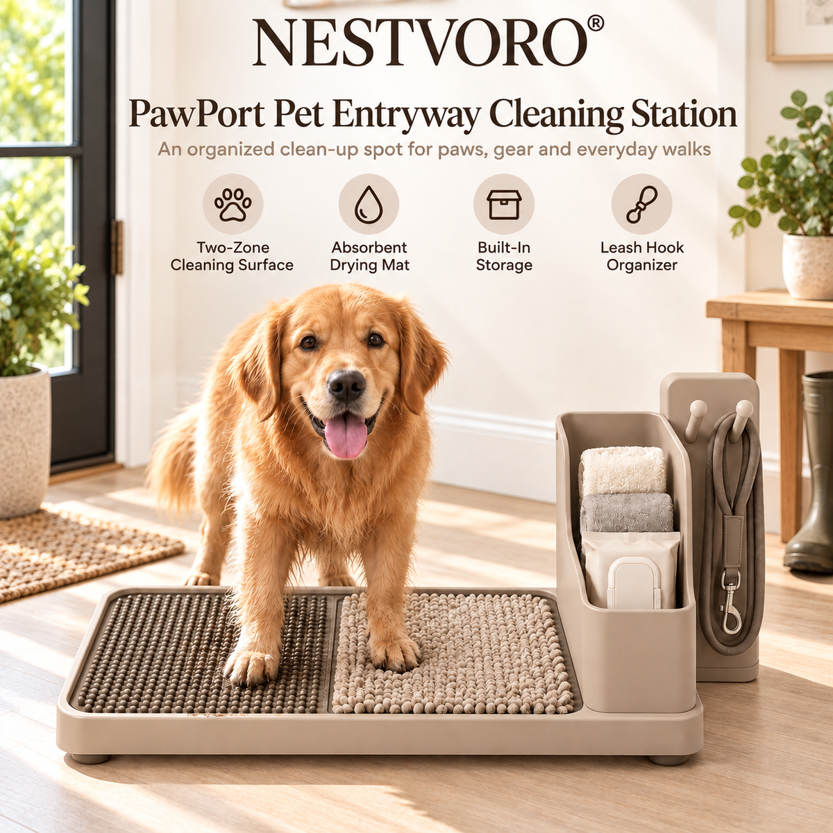 NESTVORO® PawPort Pet Entryway Cleaning Station