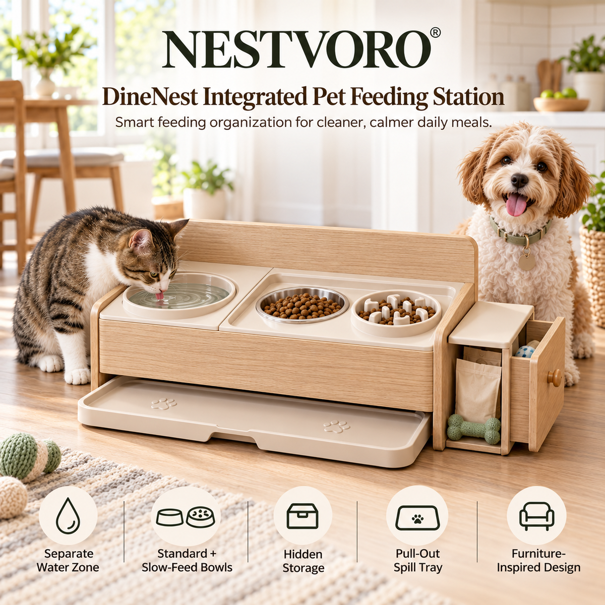 NESTVORO® DineNest Integrated Pet Feeding Station