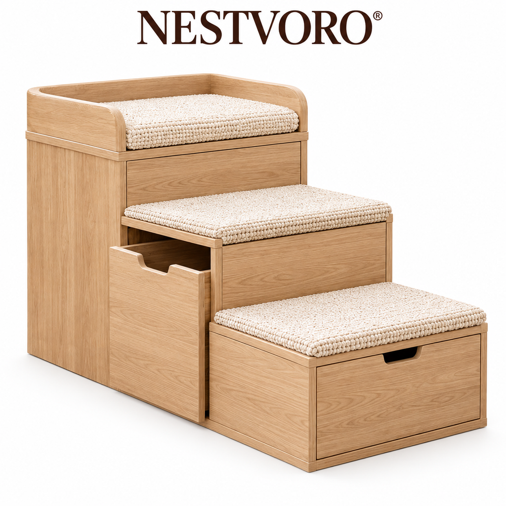 NESTVORO® StepNest Multi-Function Pet Step Storage Bench