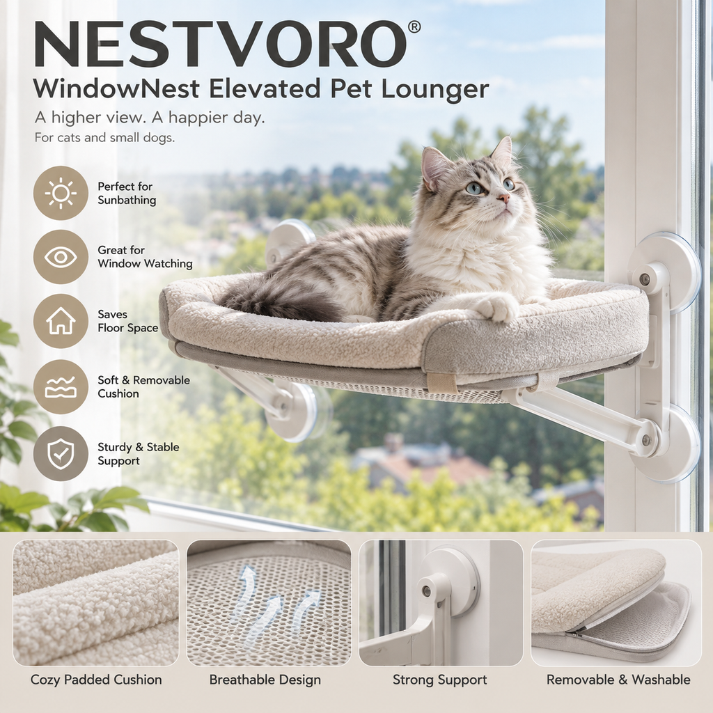 NESTVORO® WindowNest Elevated Window Pet Lounger
