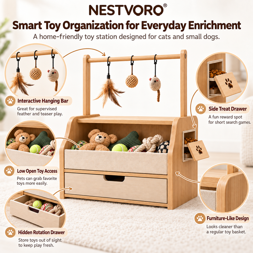 NESTVORO® PlayNest Pet Toy Rotation & Activity Station