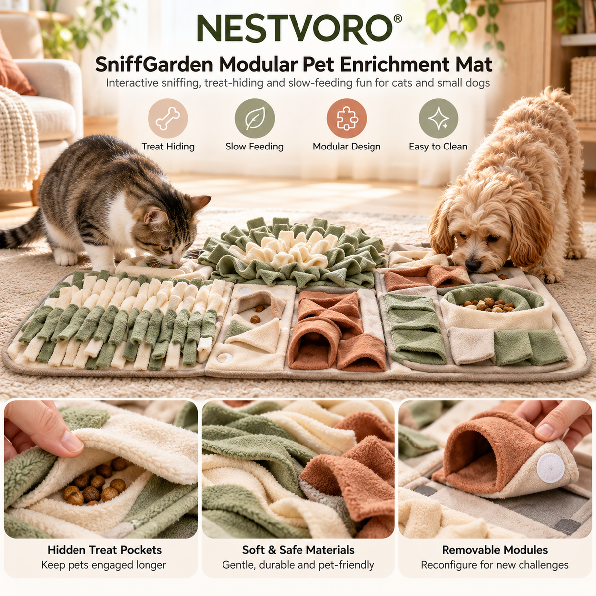 NESTVORO® SniffGarden Modular Pet Enrichment Mat