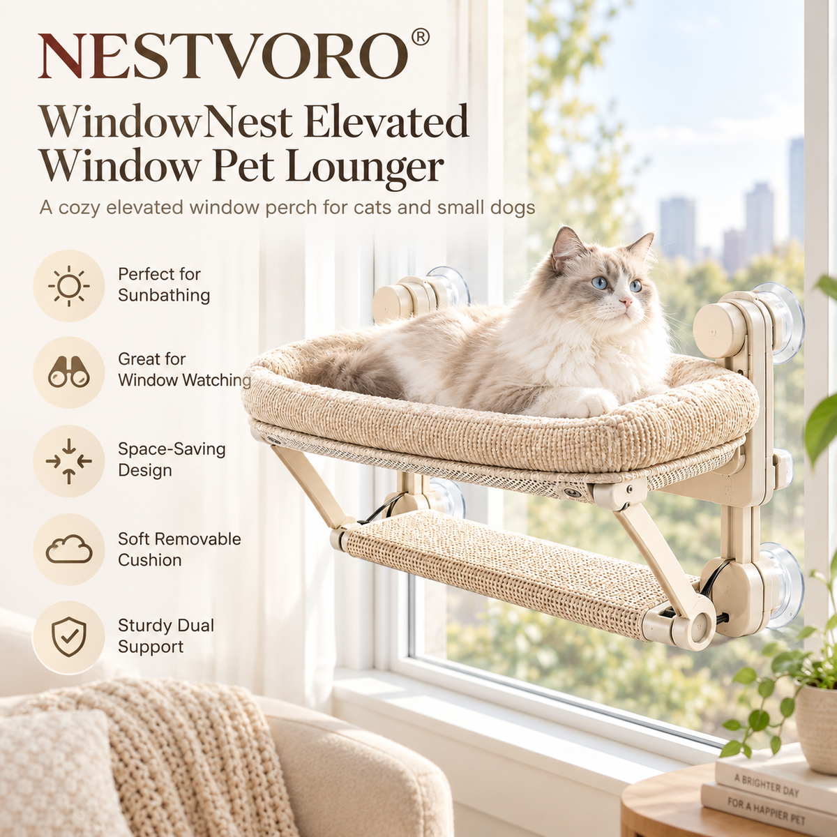 NESTVORO® WindowNest Elevated Window Pet Lounger