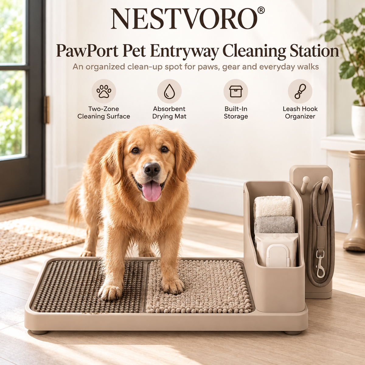 NESTVORO® PawPort Pet Entryway Cleaning Station