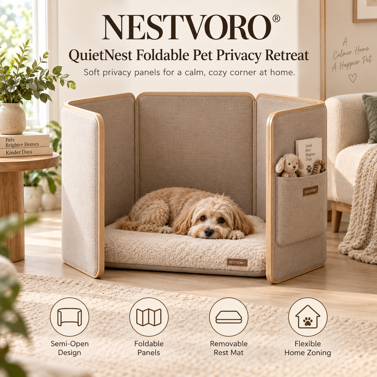 NESTVORO® QuietNest Foldable Pet Privacy Retreat
