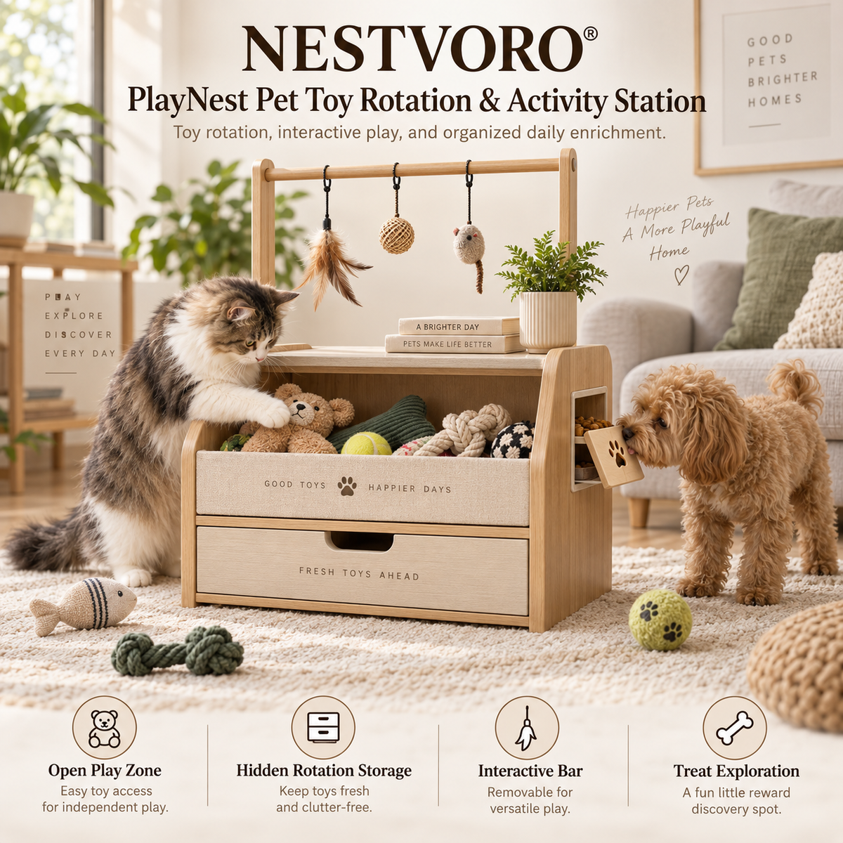 NESTVORO® PlayNest Pet Toy Rotation & Activity Station