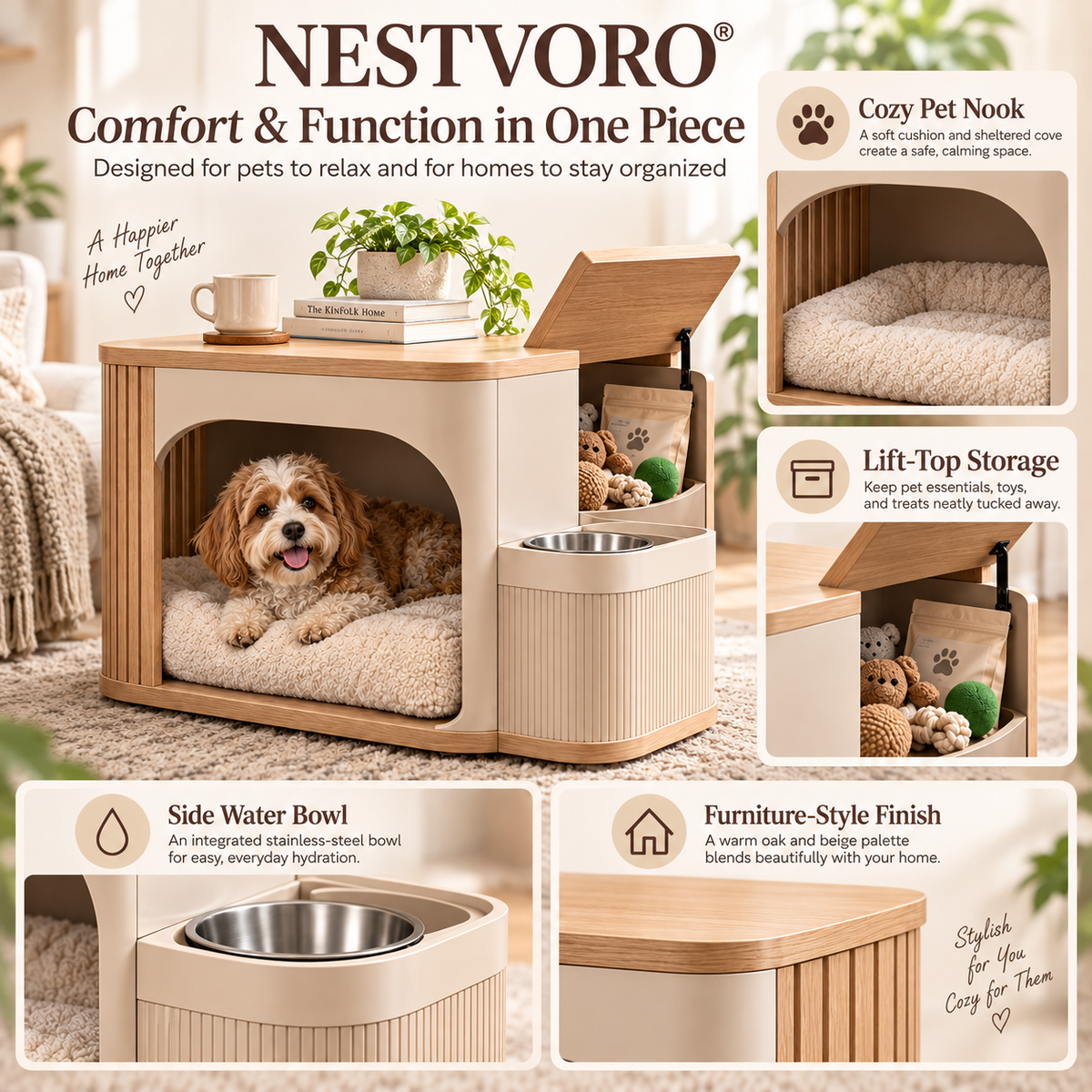 NESTVORO® SideNest Pet Companion Side Table