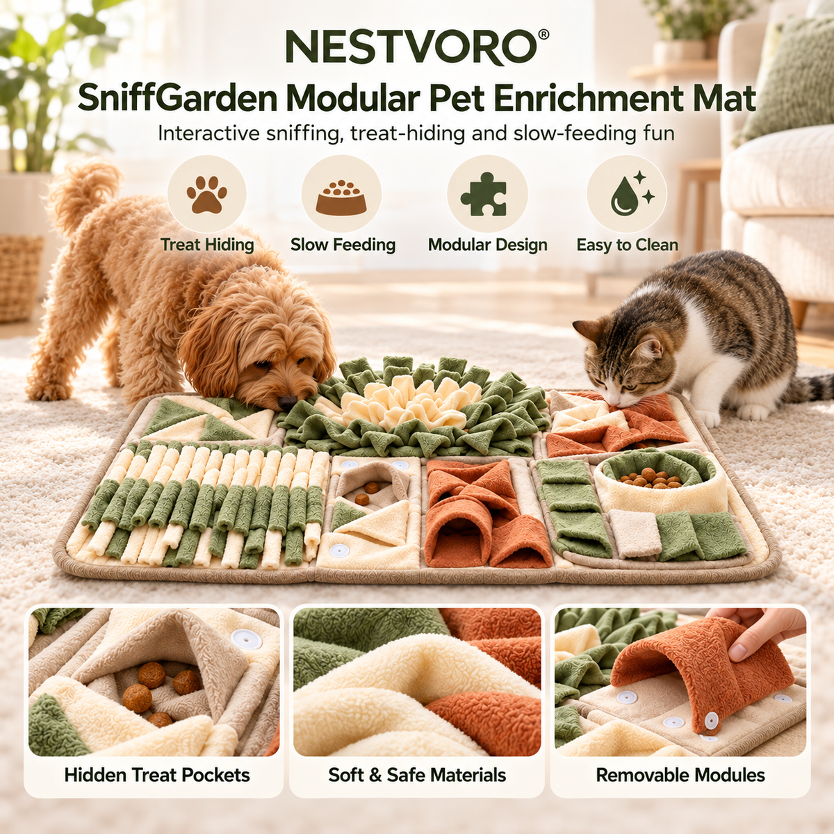 NESTVORO® SniffGarden Modular Pet Enrichment Mat