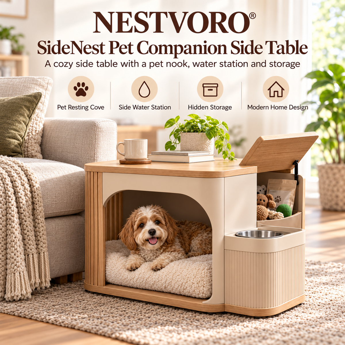 NESTVORO® SideNest Pet Companion Side Table
