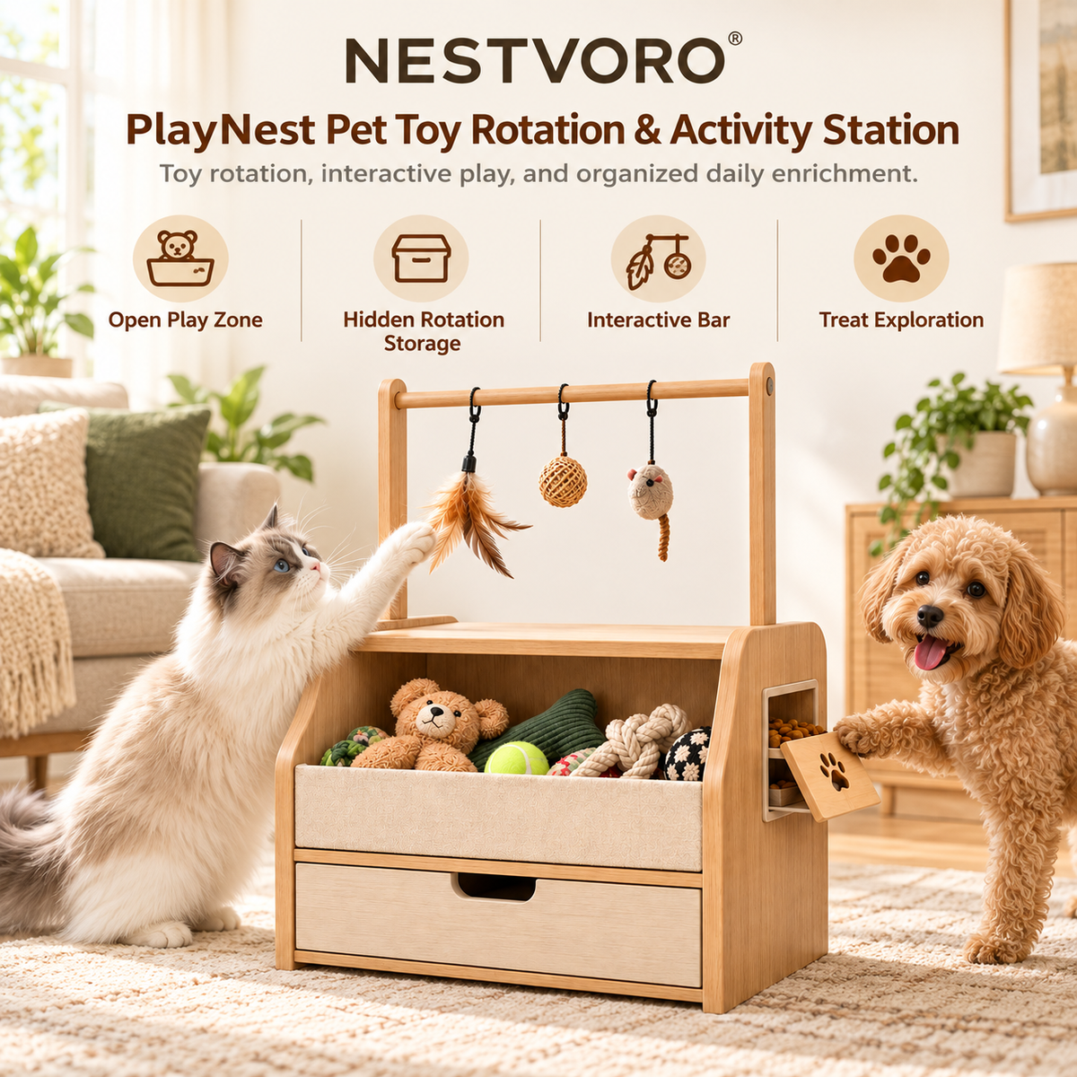 NESTVORO® PlayNest Pet Toy Rotation & Activity Station