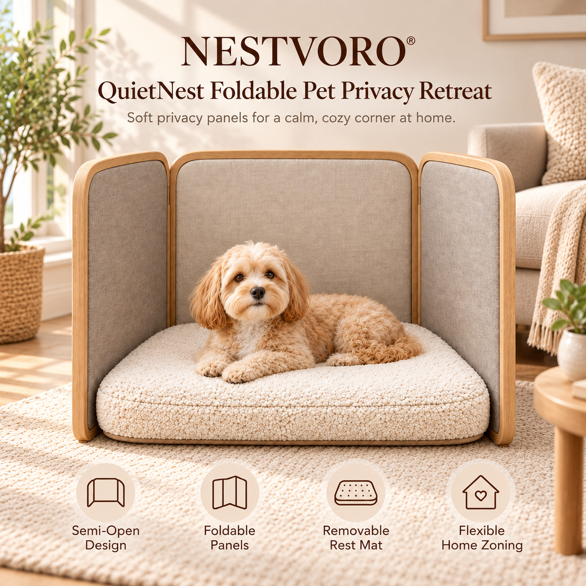 NESTVORO® QuietNest Foldable Pet Privacy Retreat