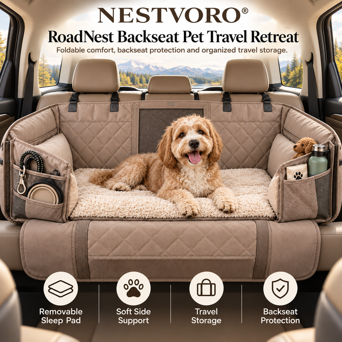 NESTVORO® RoadNest Backseat Pet Travel Retreat